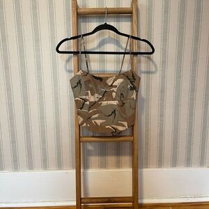 GIANT NWT Y2K 2000s Grunge alter e Camouflage Print Crop Top Tie Up Back Small